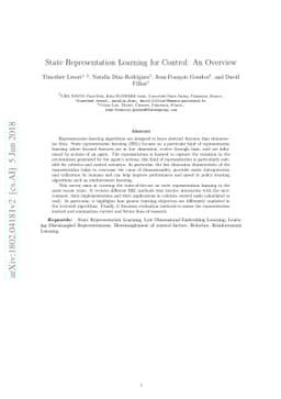 State Representation Learning for Control: An Overview