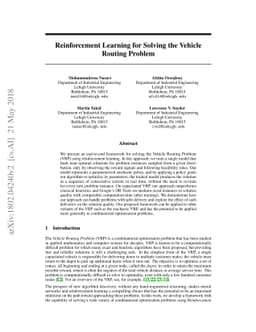 Reinforcement Learning for Solving the Vehicle Routing Problem