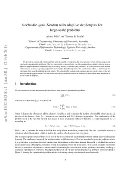 Stochastic quasi-Newton with adaptive step lengths for large-scale
  problems