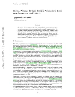 Neural Program Search: Solving Programming Tasks from Description and
  Examples
