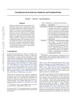 Classification from Pairwise Similarity and Unlabeled Data