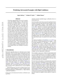 Predicting Adversarial Examples with High Confidence