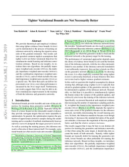 Tighter Variational Bounds are Not Necessarily Better
