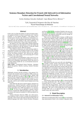 Sentence Boundary Detection for French with Subword-Level Information
  Vectors and Convolutional Neural Networks