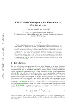 Fast Global Convergence via Landscape of Empirical Loss