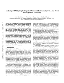 Analyzing and Mitigating the Impact of Permanent Faults on a Systolic
  Array Based Neural Network Accelerator