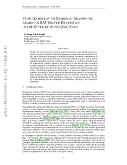 From Gameplay to Symbolic Reasoning: Learning SAT Solver Heuristics in
  the Style of Alpha(Go) Zero
