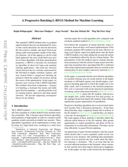 A Progressive Batching L-BFGS Method for Machine Learning