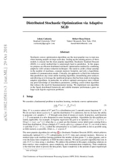 Distributed Stochastic Optimization via Adaptive SGD