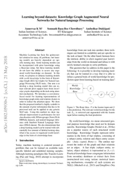 Learning beyond datasets: Knowledge Graph Augmented Neural Networks for
  Natural language Processing
