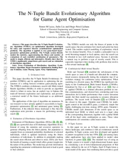 The N-Tuple Bandit Evolutionary Algorithm for Game Agent Optimisation