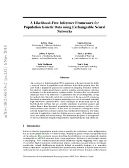 A Likelihood-Free Inference Framework for Population Genetic Data using
  Exchangeable Neural Networks