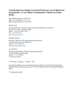 Virtual Immersive Reality for Stated Preference Travel Behaviour
  Experiments: A Case Study of Autonomous Vehicles on Urban Roads