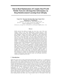Sim-to-Real Optimization of Complex Real World Mobile Network with
  Imperfect Information via Deep Reinforcement Learning from Self-play