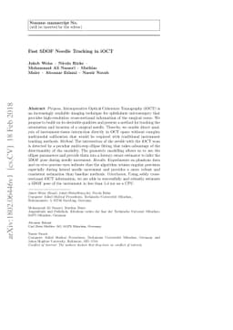 Fast 5DOF Needle Tracking in iOCT