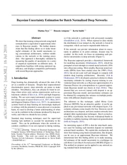 Bayesian Uncertainty Estimation for Batch Normalized Deep Networks