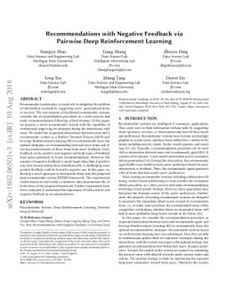 Recommendations with Negative Feedback via Pairwise Deep Reinforcement
  Learning
