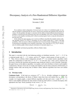 Discrepancy Analysis of a New Randomized Diffusion Algorithm