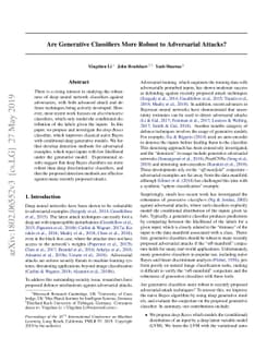 Are Generative Classifiers More Robust to Adversarial Attacks?