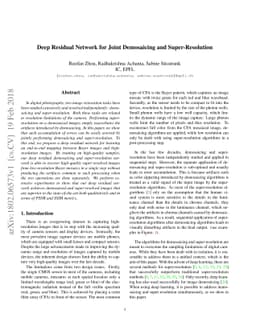 Deep Residual Network for Joint Demosaicing and Super-Resolution