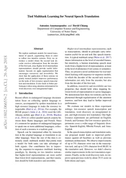 Tied Multitask Learning for Neural Speech Translation
