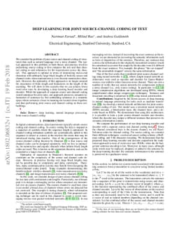 Deep Learning for Joint Source-Channel Coding of Text