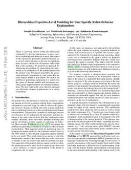 Hierarchical Expertise-Level Modeling for User Specific Robot-Behavior
  Explanations