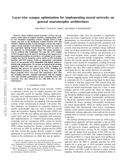 Layer-wise synapse optimization for implementing neural networks on
  general neuromorphic architectures