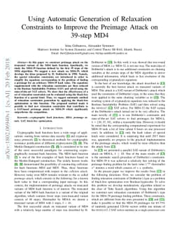 Using Automatic Generation of Relaxation Constraints to Improve the
  Preimage Attack on 39-step MD4