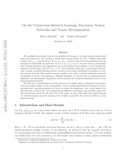 On the Connection Between Learning Two-Layers Neural Networks and Tensor
  Decomposition
