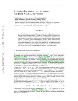Bayesian Incremental Learning for Deep Neural Networks