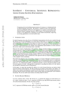 SufiSent - Universal Sentence Representations Using Suffix Encodings