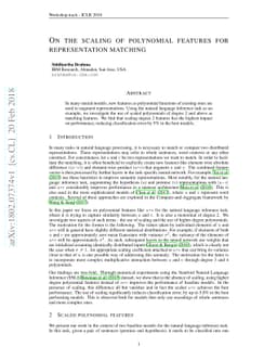 On the scaling of polynomial features for representation matching