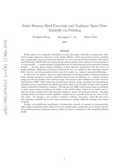 Static-Memory-Hard Functions and Nonlinear Space-Time Tradeoffs via
  Pebbling