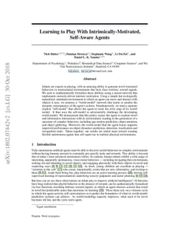 Learning to Play with Intrinsically-Motivated Self-Aware Agents
