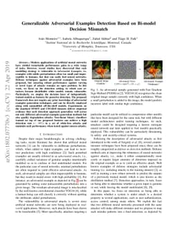 Generalizable Adversarial Examples Detection Based on Bi-model Decision
  Mismatch