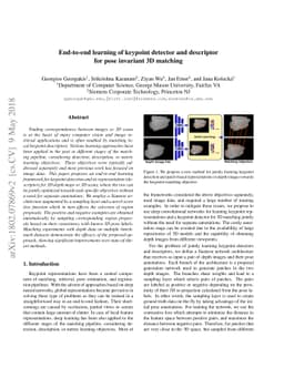 End-to-end learning of keypoint detector and descriptor for pose
  invariant 3D matching
