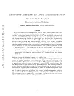 Collaboratively Learning the Best Option, Using Bounded Memory