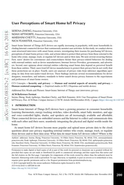 User Perceptions of Smart Home IoT Privacy