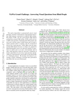 VizWiz Grand Challenge: Answering Visual Questions from Blind People