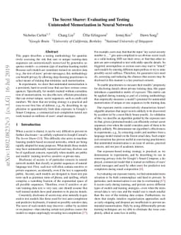 The Secret Sharer: Evaluating and Testing Unintended Memorization in
  Neural Networks