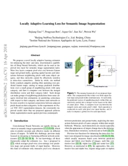 Locally Adaptive Learning Loss for Semantic Image Segmentation