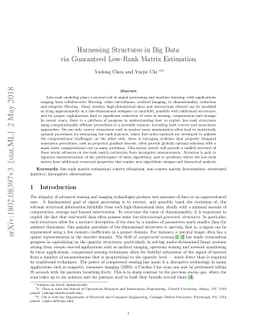 Harnessing Structures in Big Data via Guaranteed Low-Rank Matrix
  Estimation