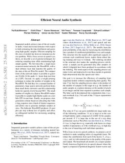 Efficient Neural Audio Synthesis