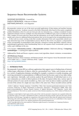 Sequence-Aware Recommender Systems
