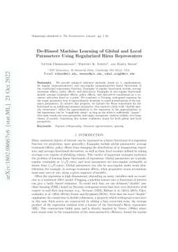 De-Biased Machine Learning of Global and Local Parameters Using
  Regularized Riesz Representers