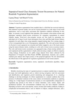 Superpixel based Class-Semantic Texton Occurrences for Natural Roadside
  Vegetation Segmentation