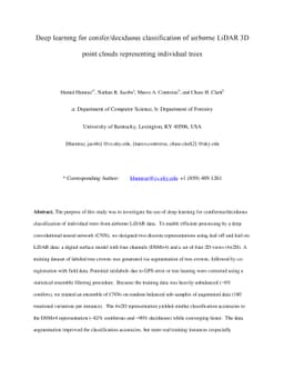 Deep learning for conifer/deciduous classification of airborne LiDAR 3D
  point clouds representing individual trees