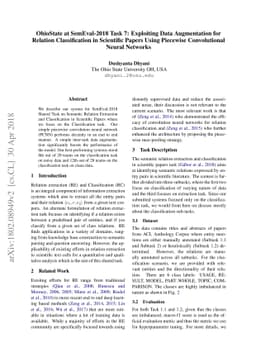 OhioState at SemEval-2018 Task 7: Exploiting Data Augmentation for
  Relation Classification in Scientific Papers using Piecewise Convolutional
  Neural Networks