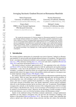 Averaging Stochastic Gradient Descent on Riemannian Manifolds